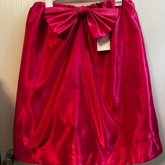 Mable Dresses & Skirts - NWT Mable Vibrant Pink Bow Mini Strapless Satin Tulle Dress Medium Game Day